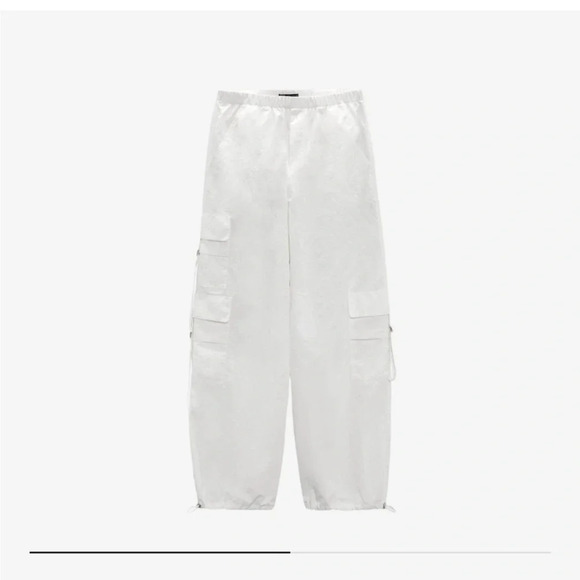 Zara Parachute cargo white pants  size small - Picture 4 of 16